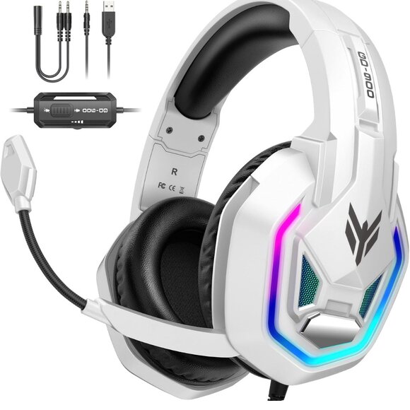 Gaming Headset for PS5, PS4, Xbox Series XIS, Xbox One, PC, Switch, Mac - RGB Ov - Picture 1 of 9